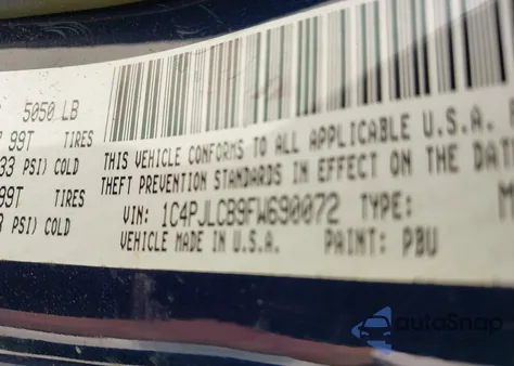 2015 Jeep Cherokee Latitude z USA, uszkodzony, nr VIN 1C4PJLCB9FW690072